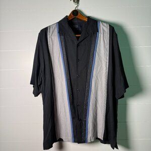 Nat Nast Men's American Fit-XL Short Sleeve Button Down Blue Black White